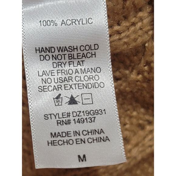 Double Zero Cable Knit Sweater Women's M Beige V-Neck Long Sleeve Pullover - Picture 8 of 9